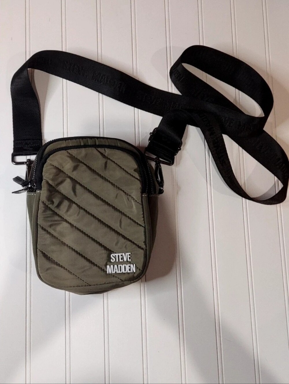 Steve Madden Olive Green Quilted Crossbody Bag Adjustable Strap New Without Tags